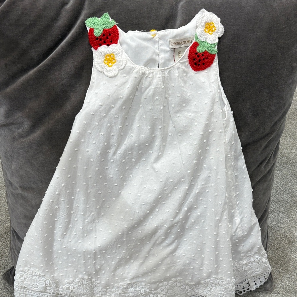 Cynthia Rowley White Dress with Strawberry and Floral Details